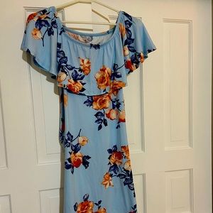 Maternity Off-the-Shoulder Floral Dress